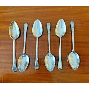 Set of 6 Vintage 1847 Rogers Bros IS Place Oval Soup Spoon 7 1/4"‎ Adoration?
